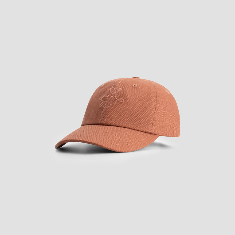 MONOGRAM WASHED CANVAS CAP | BURNT CORAL