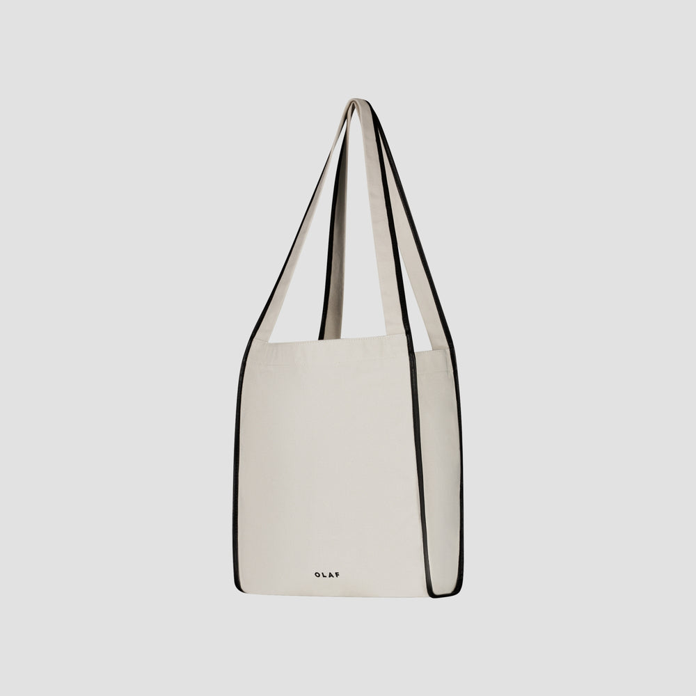CONTRAST BINDING CANVAS BAG | OFF WHITE / MULCH