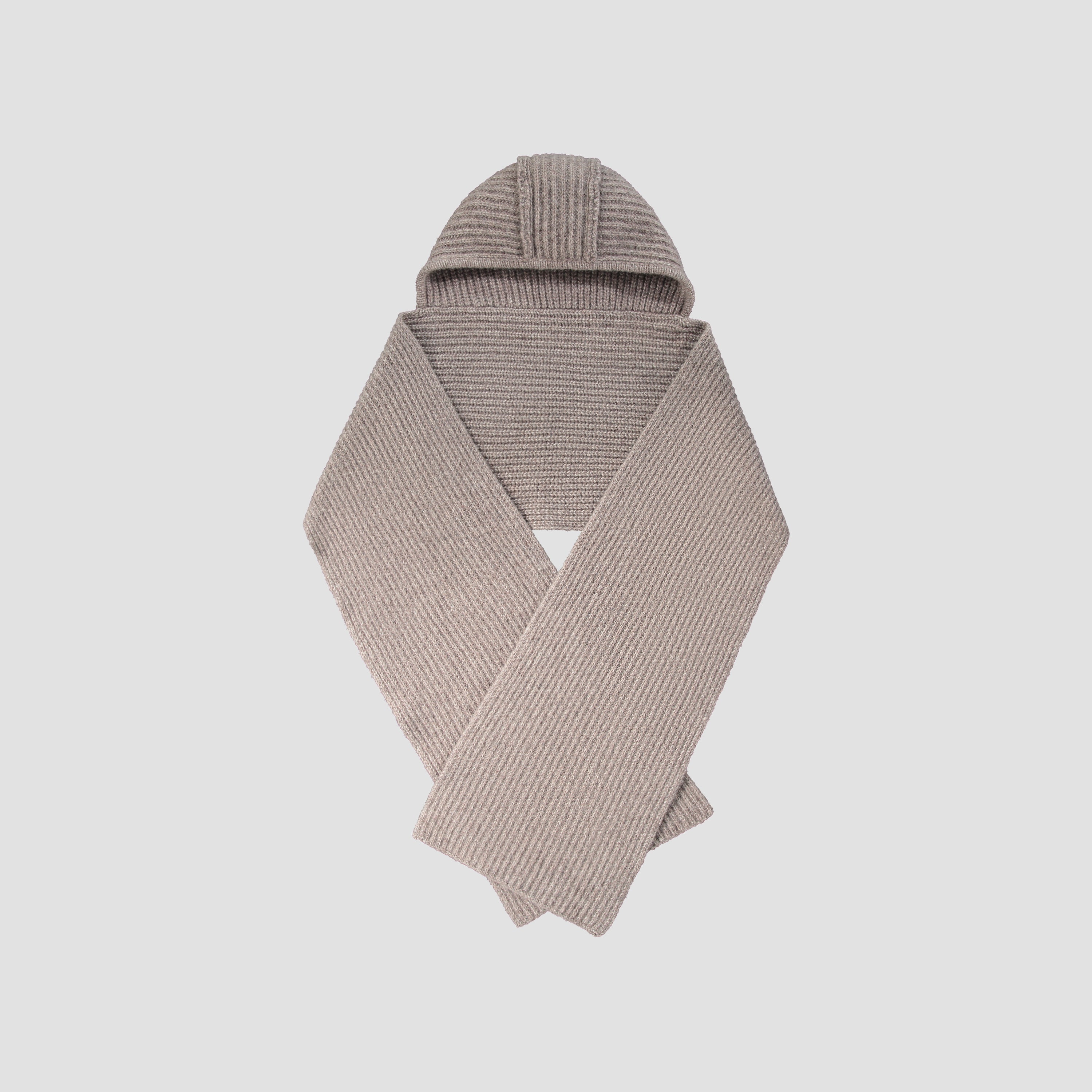 Wool Hooded Scarf - Chocolate Chip