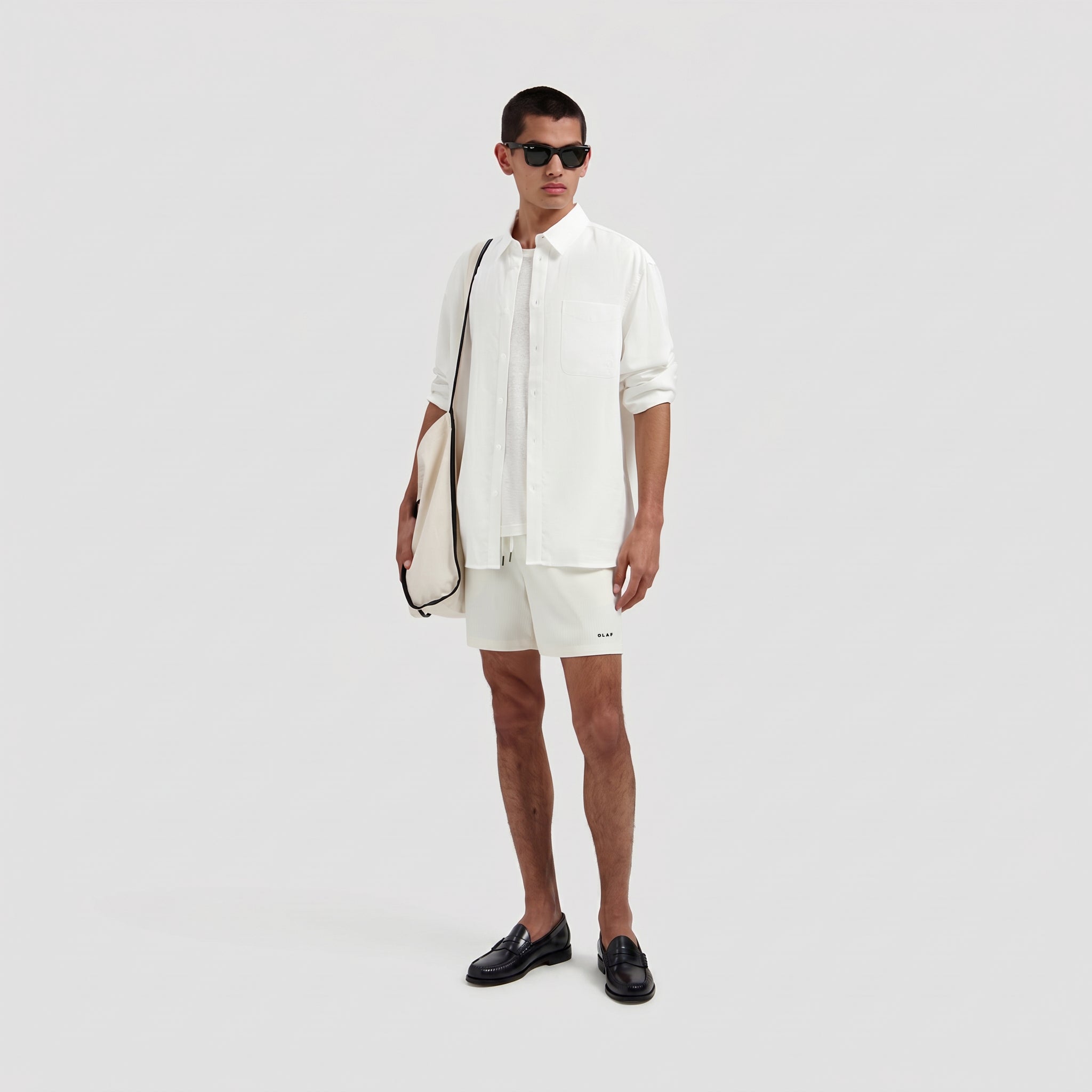 Texture Regular Swim Shorts - Off-White
