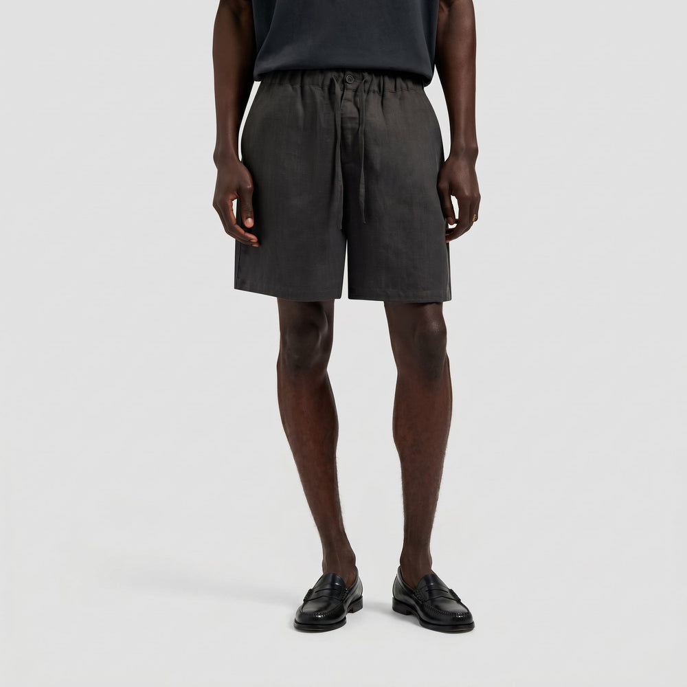 LINEN BLEND SHORT | CHARCOAL