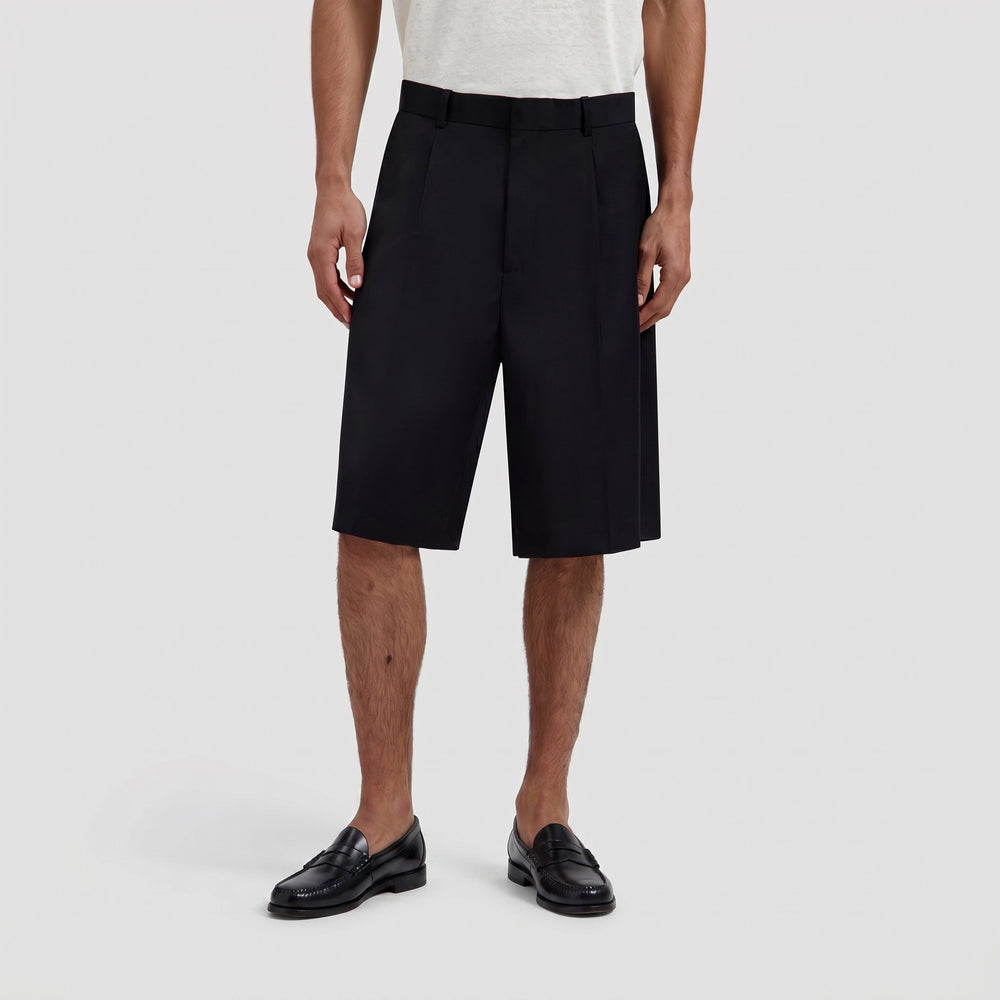 TROPICAL WOOL BLEND TAILORED SHORT | BLACK