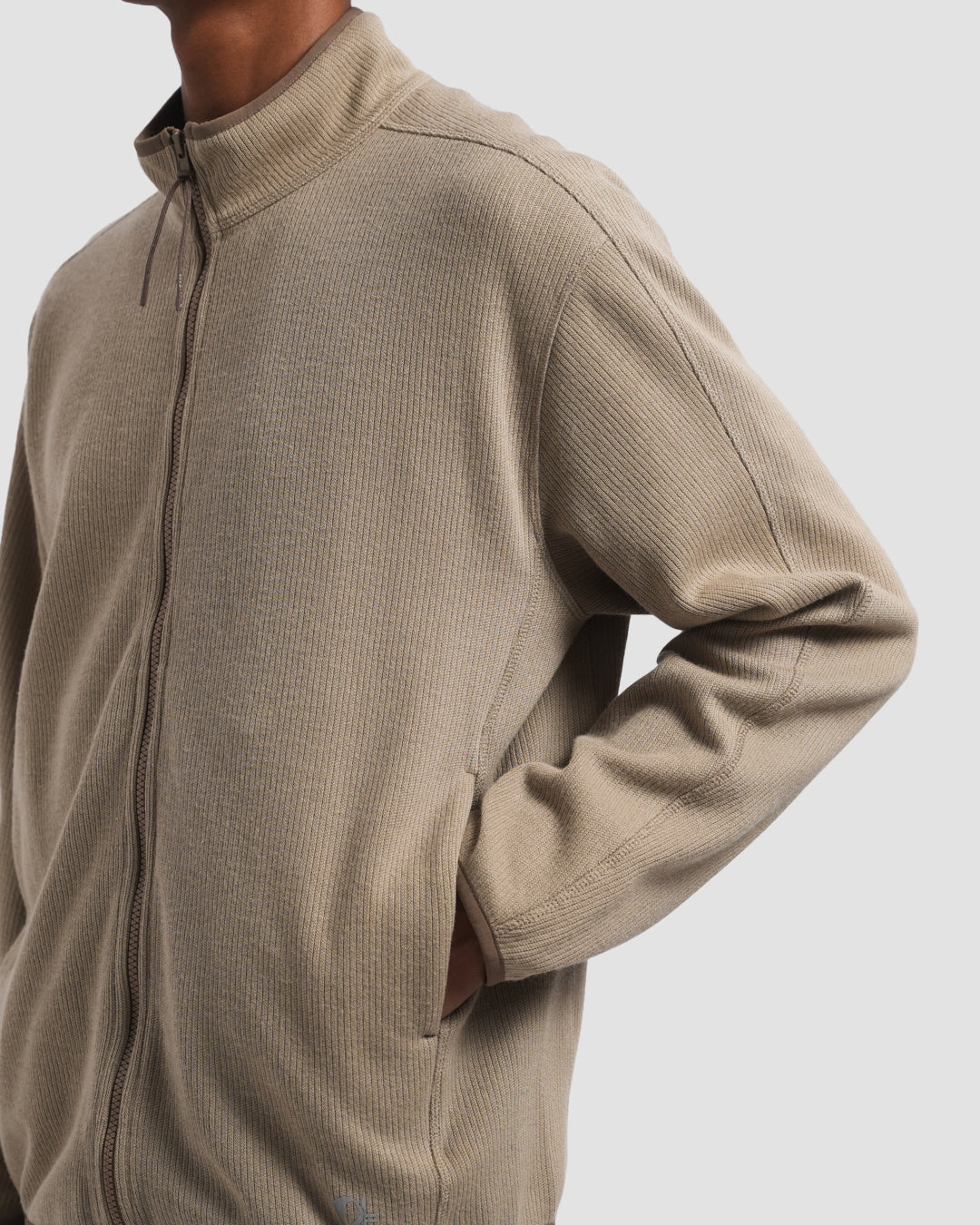 10 Year Textured Zip Mock - Greige