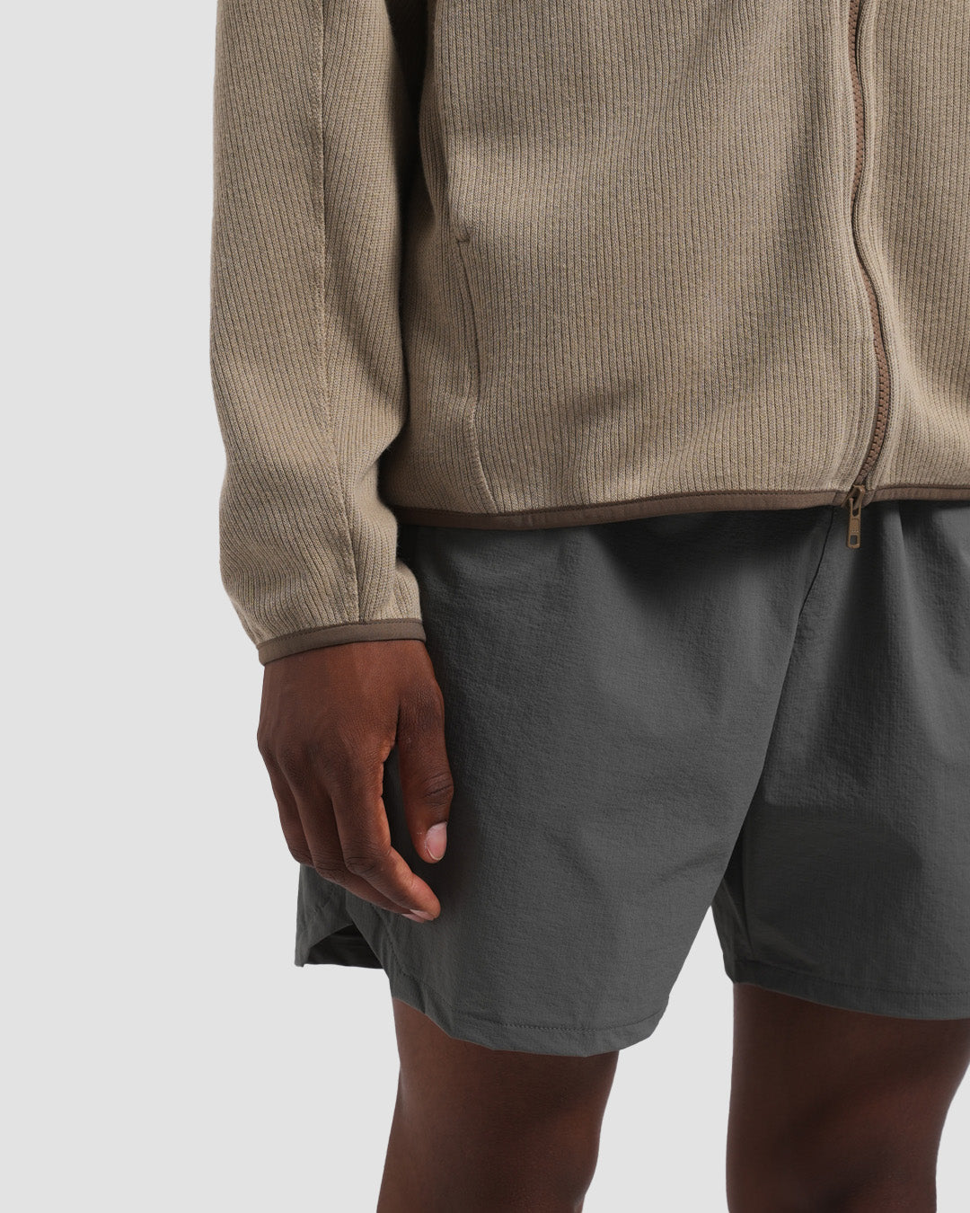 10 Year Textured Zip Mock - Greige
