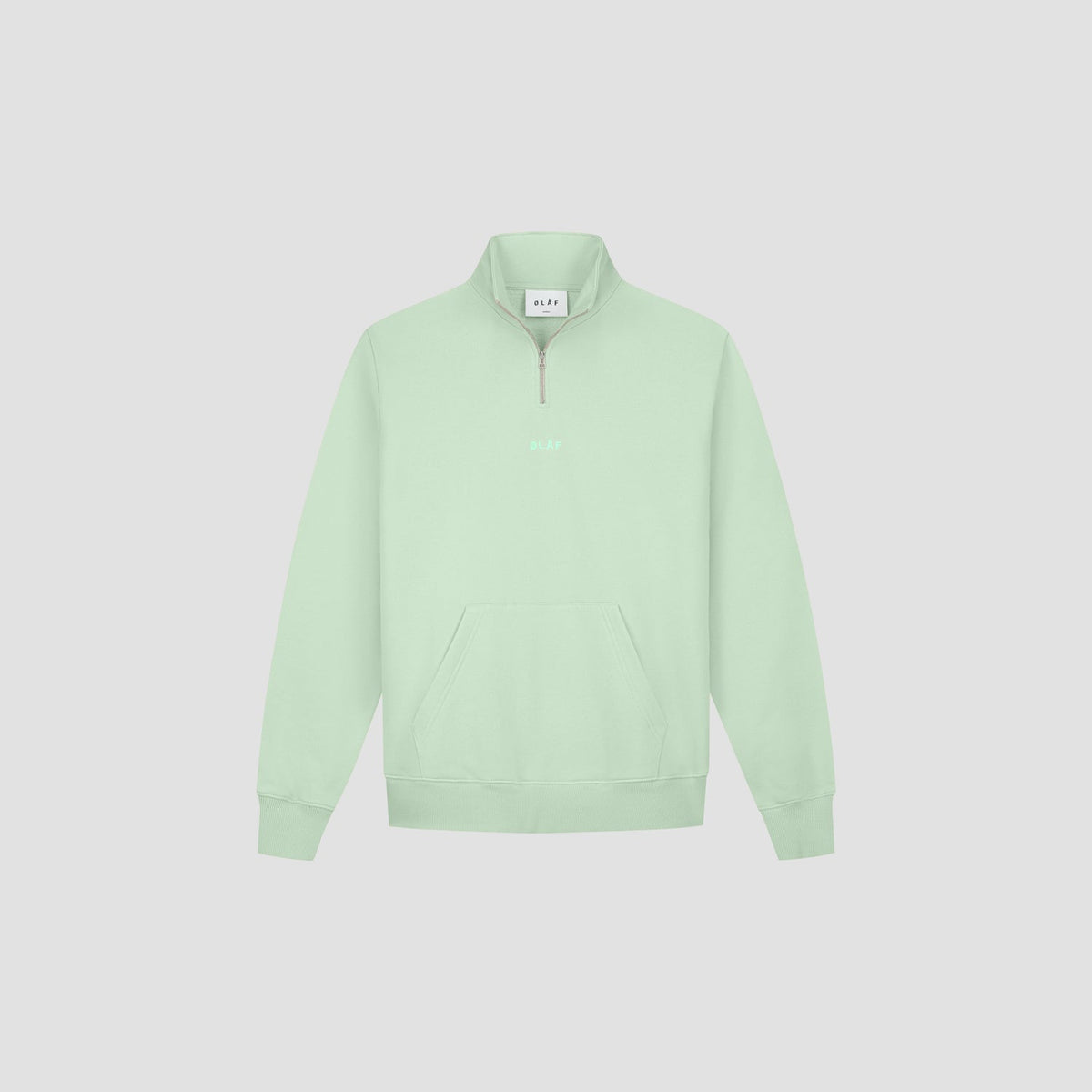 BLOCK ZIP MOCK | PALE GREEN