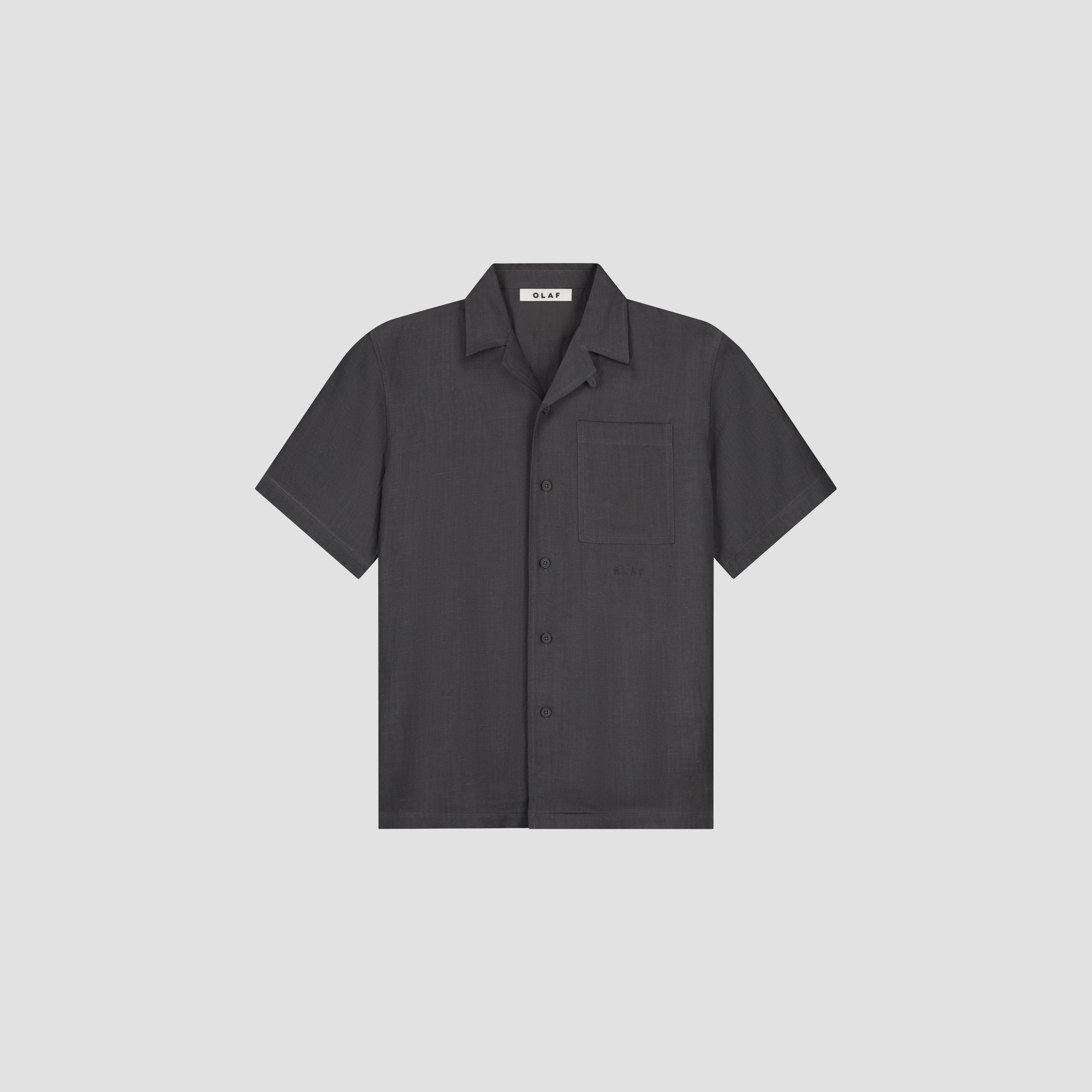 Linen Blend SS Shirt - Charcoal