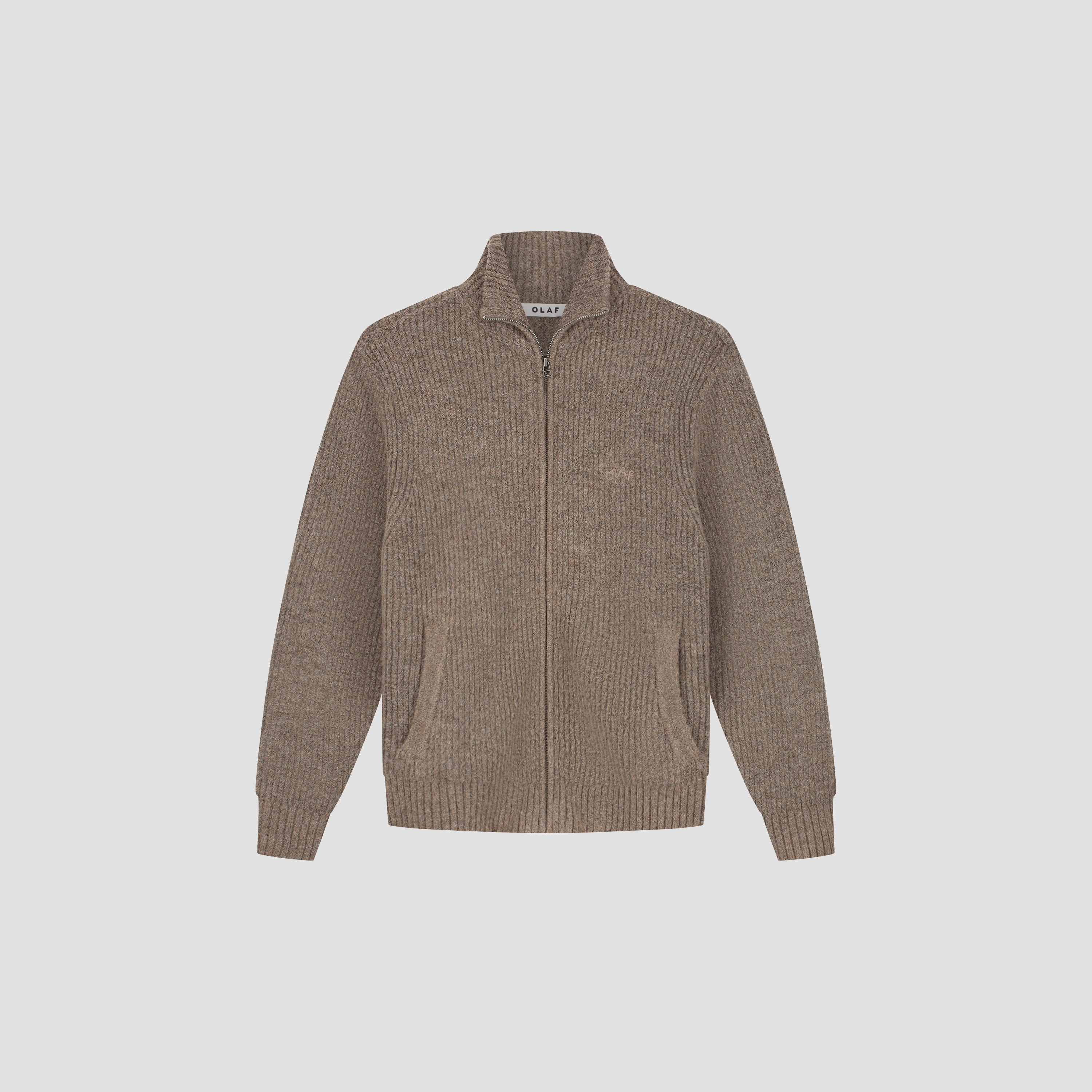Signature Zip Knitted Mockneck - Chocolate Chip