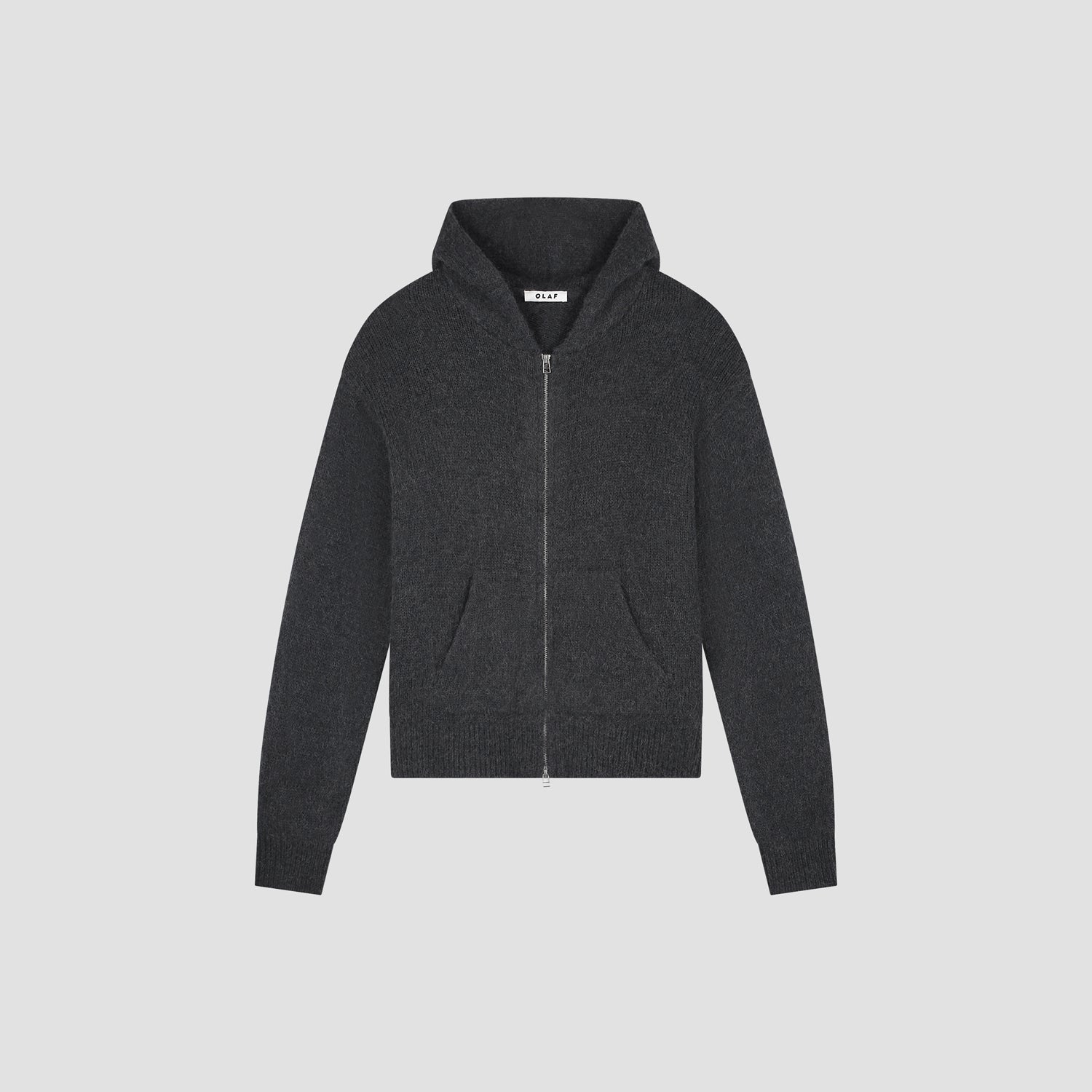 Zip Knitted Hoodie - Charcoal