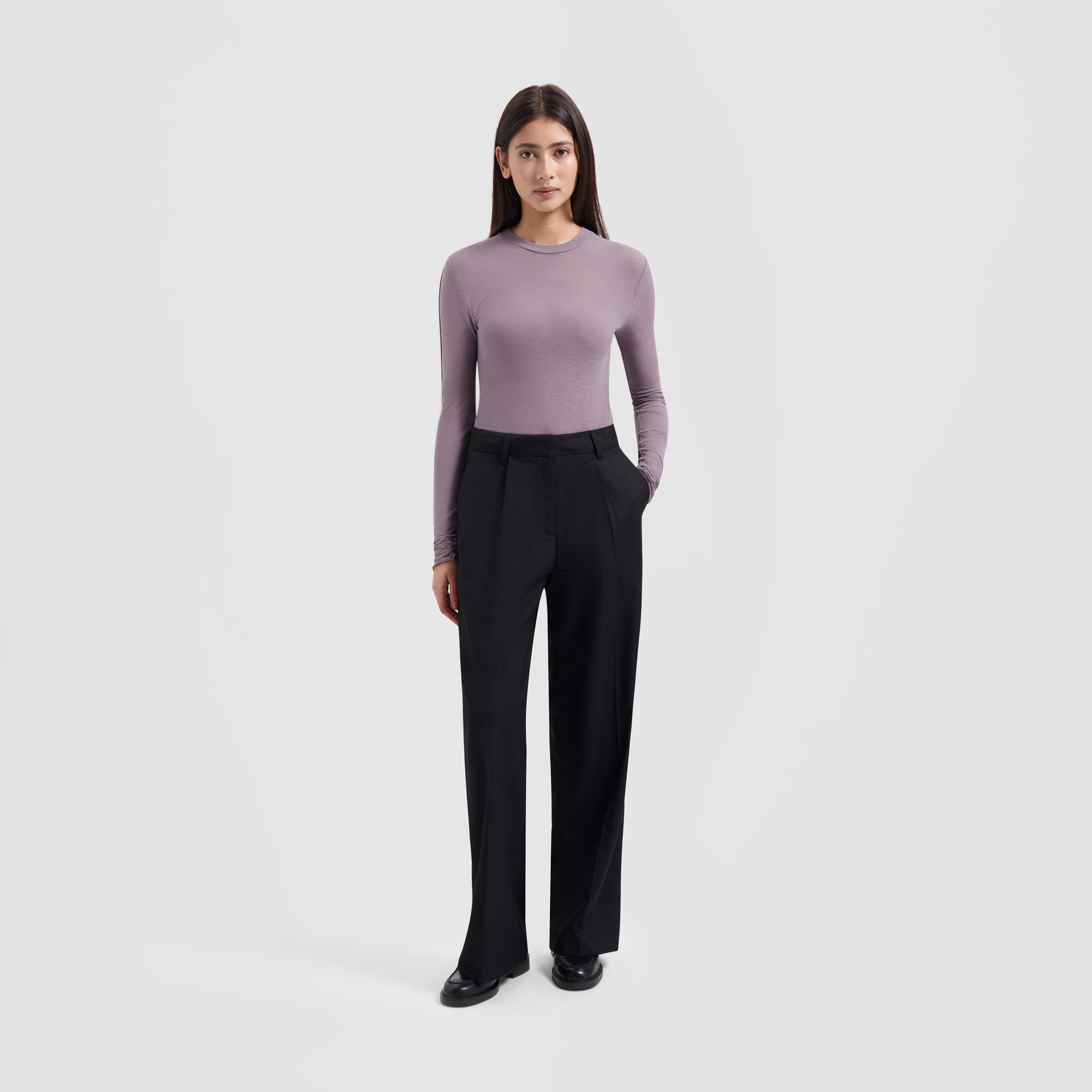 WMN Mini Logo LS Top - Stone Grey