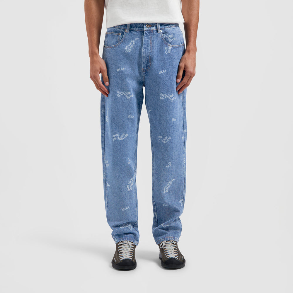 WAVY AOP DENIM PANTS | LIGHT RINSE