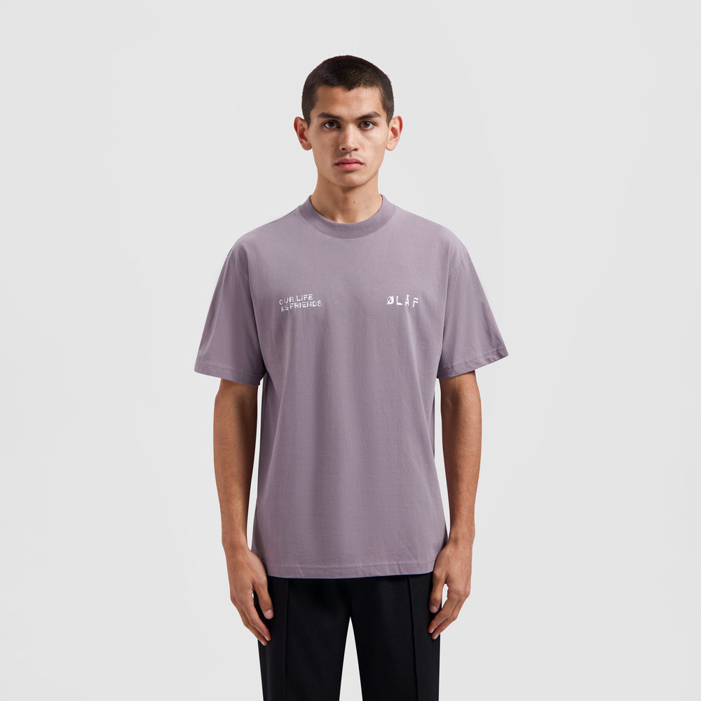 DUAL LOGO TEE | STONE GREY