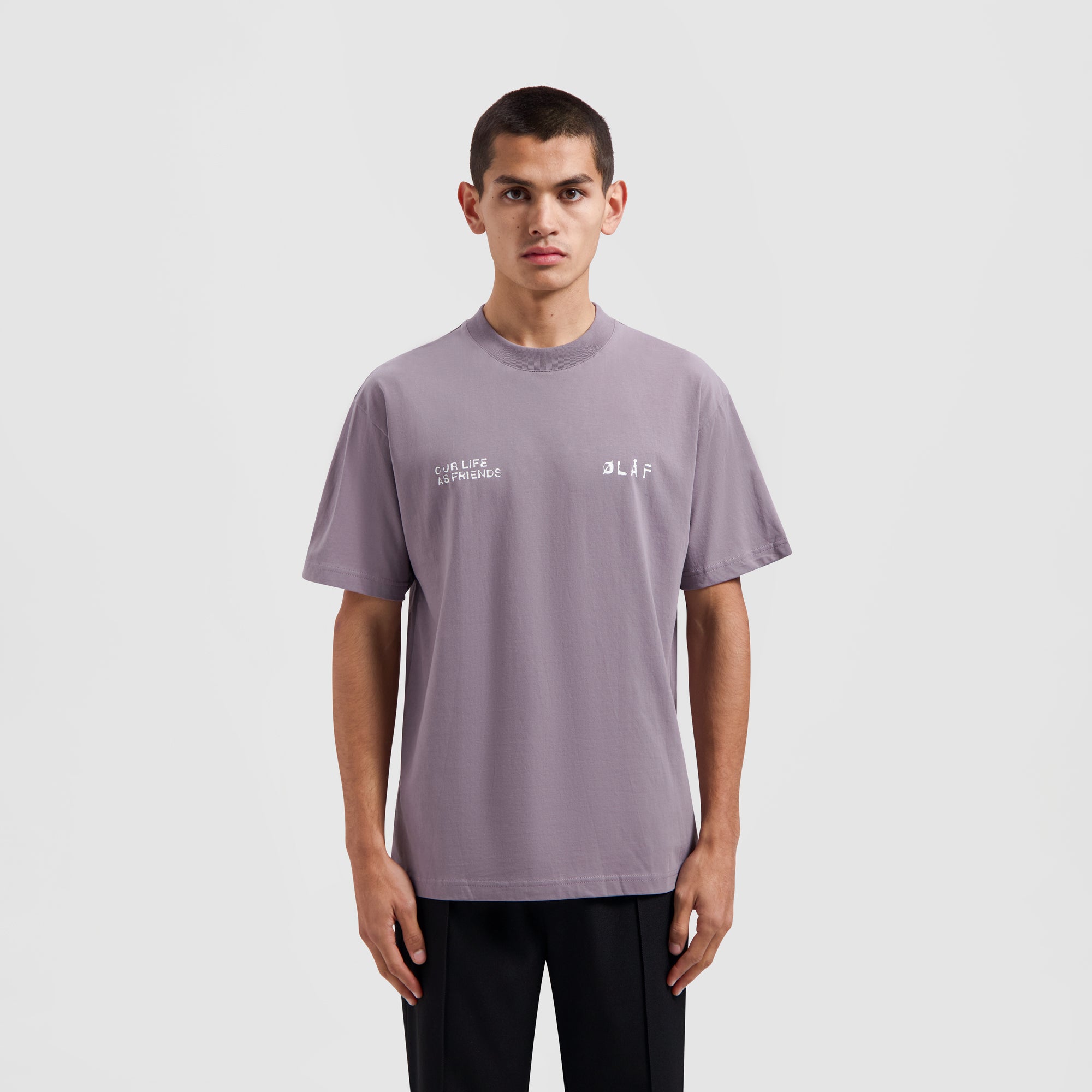 Dual Logo Tee - Stone Grey