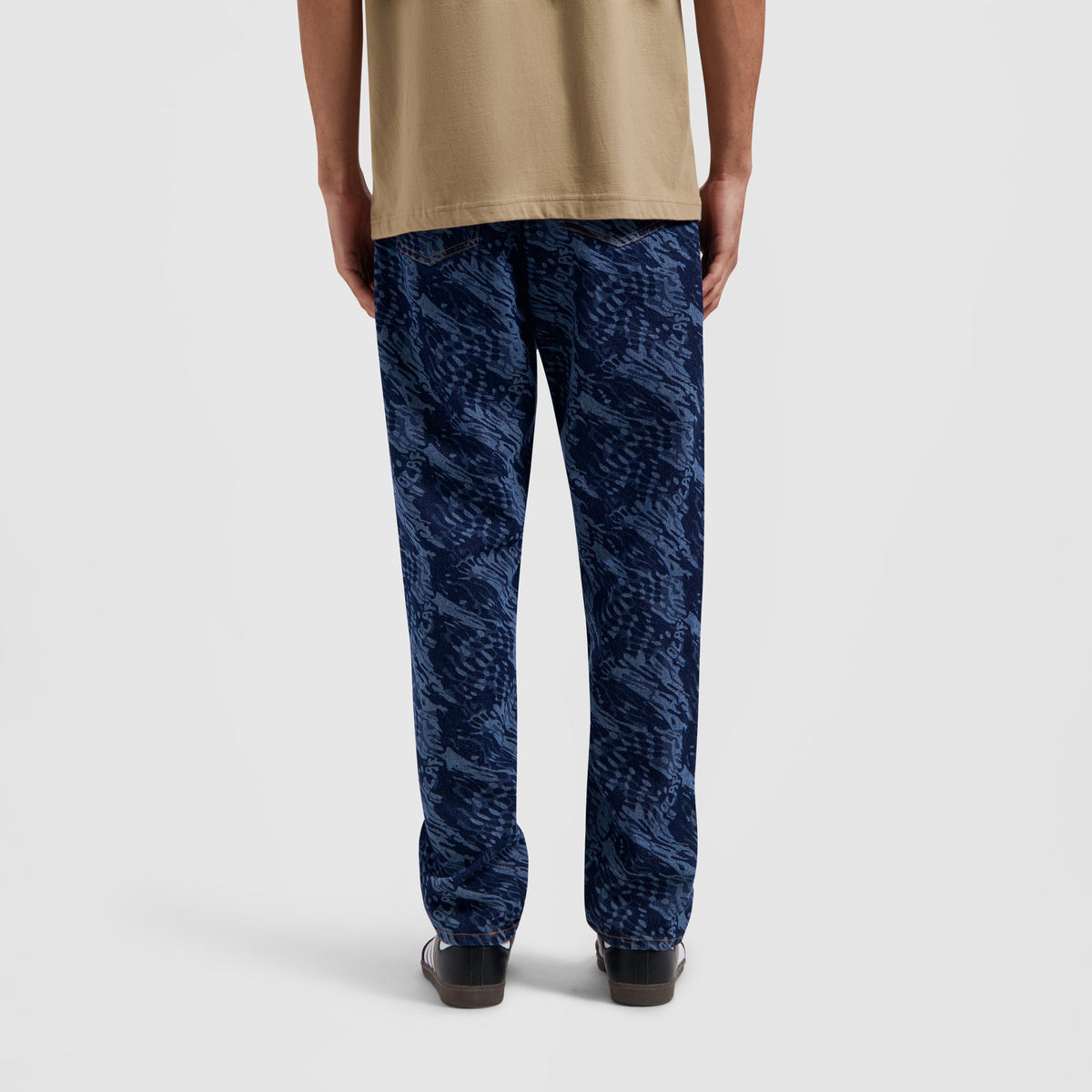 WATER AOP DENIM PANTS | MID BLUE