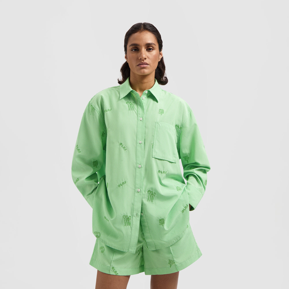 STRIPE EMBRO SHIRT | GREEN STRIPE