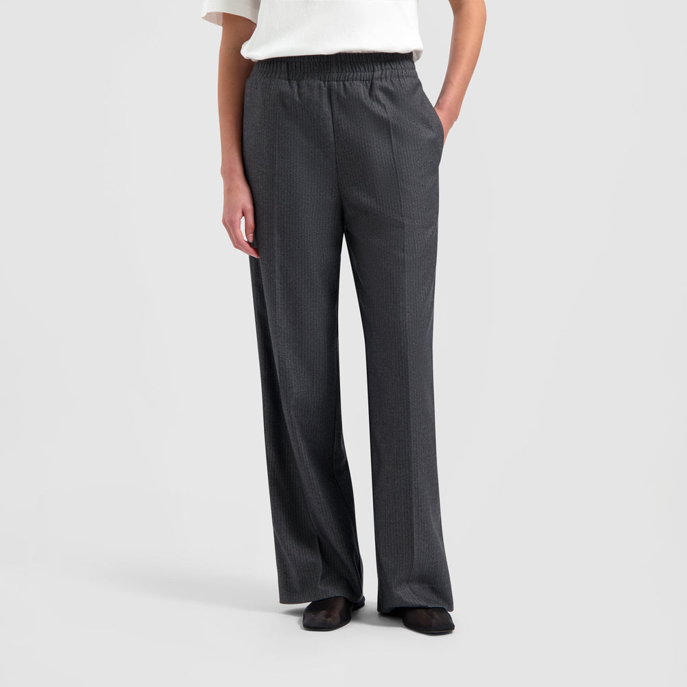 STRIPE ELASTICATED WIDE LEG PANTS | GREY