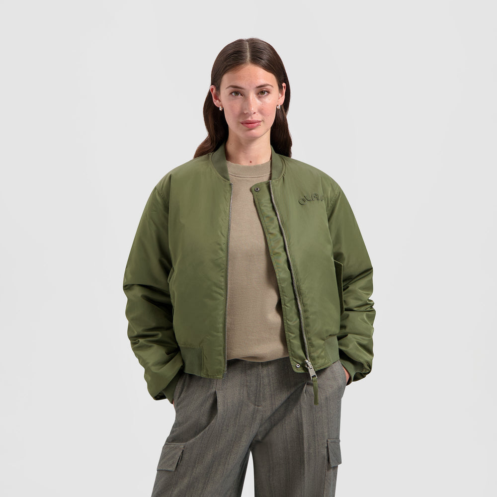 REVERSIBLE BOMBER JACKET | OLIVE GREEN