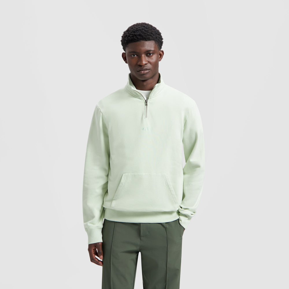 BLOCK ZIP MOCK | PALE GREEN