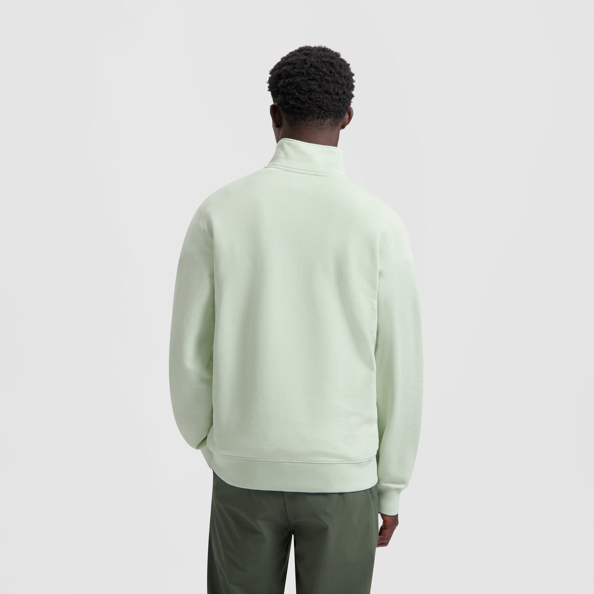 BLOCK ZIP MOCK | PALE GREEN