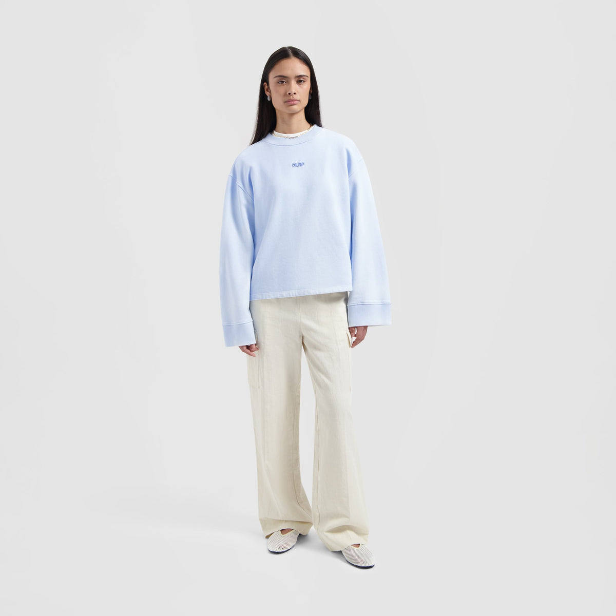 SPRAYED CREWNECK | SURF BLUE