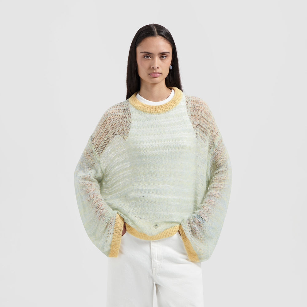 LOOSE KNIT TOP LS | SEAFOAM GREEN