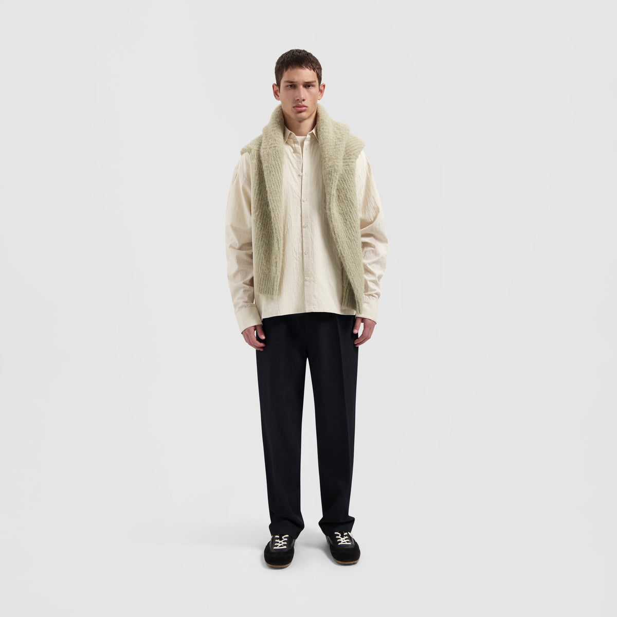 TEXTURED BOXY SHIRT | OFF WHITE