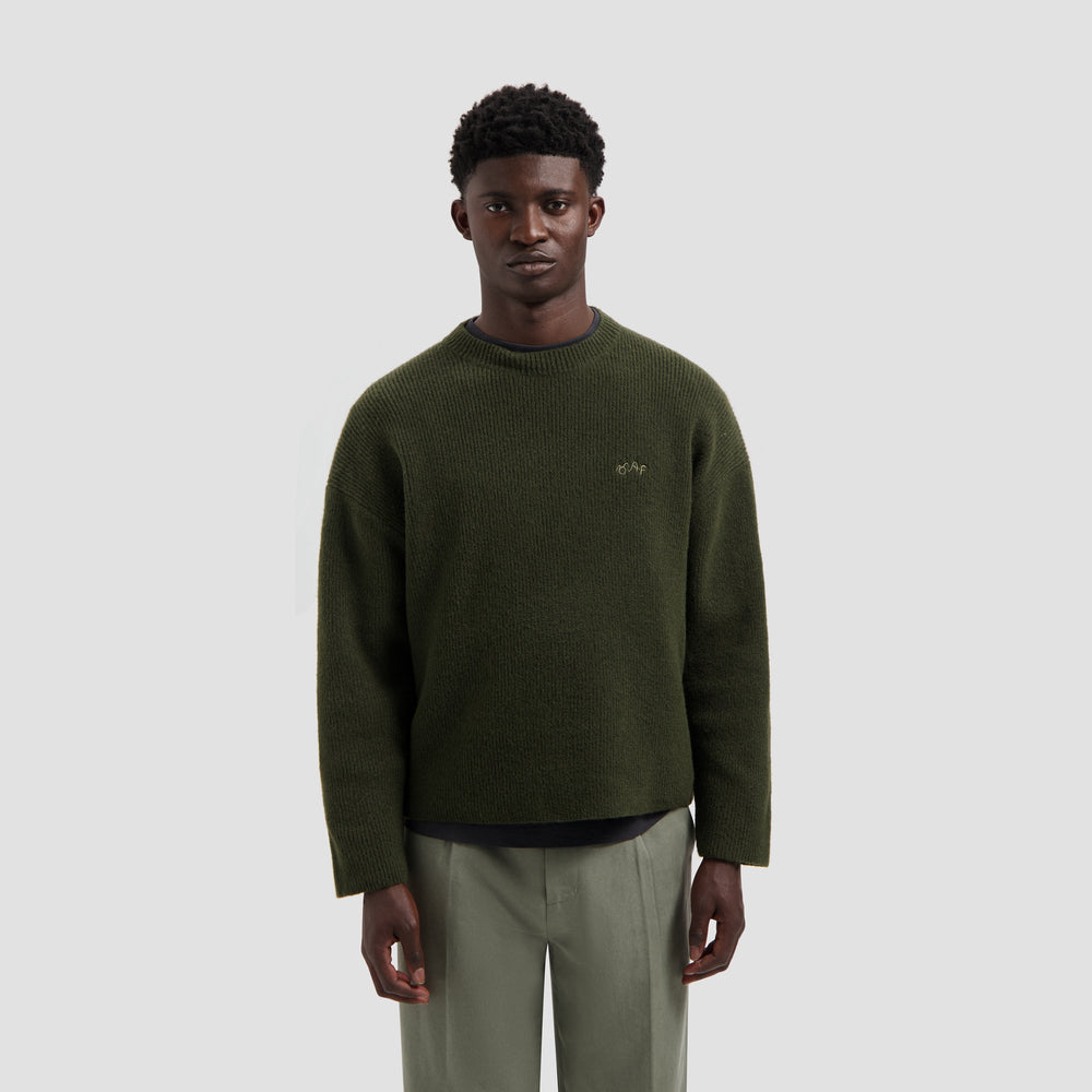 SIGNATURE KNITTED CREWNECK | OLIVE NIGHT