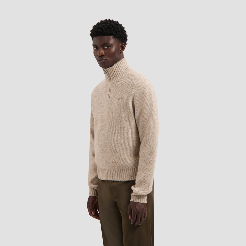 SIGNATURE KNITTED ZIP MOCK | HEMP