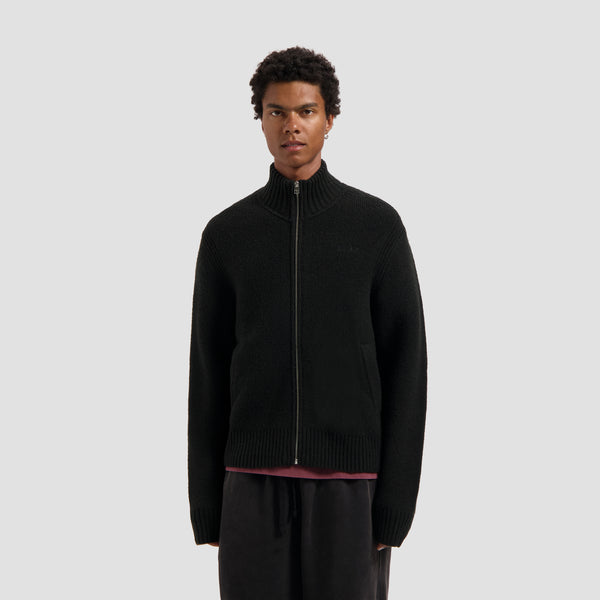 Zip Knitted Mock Neck - Black