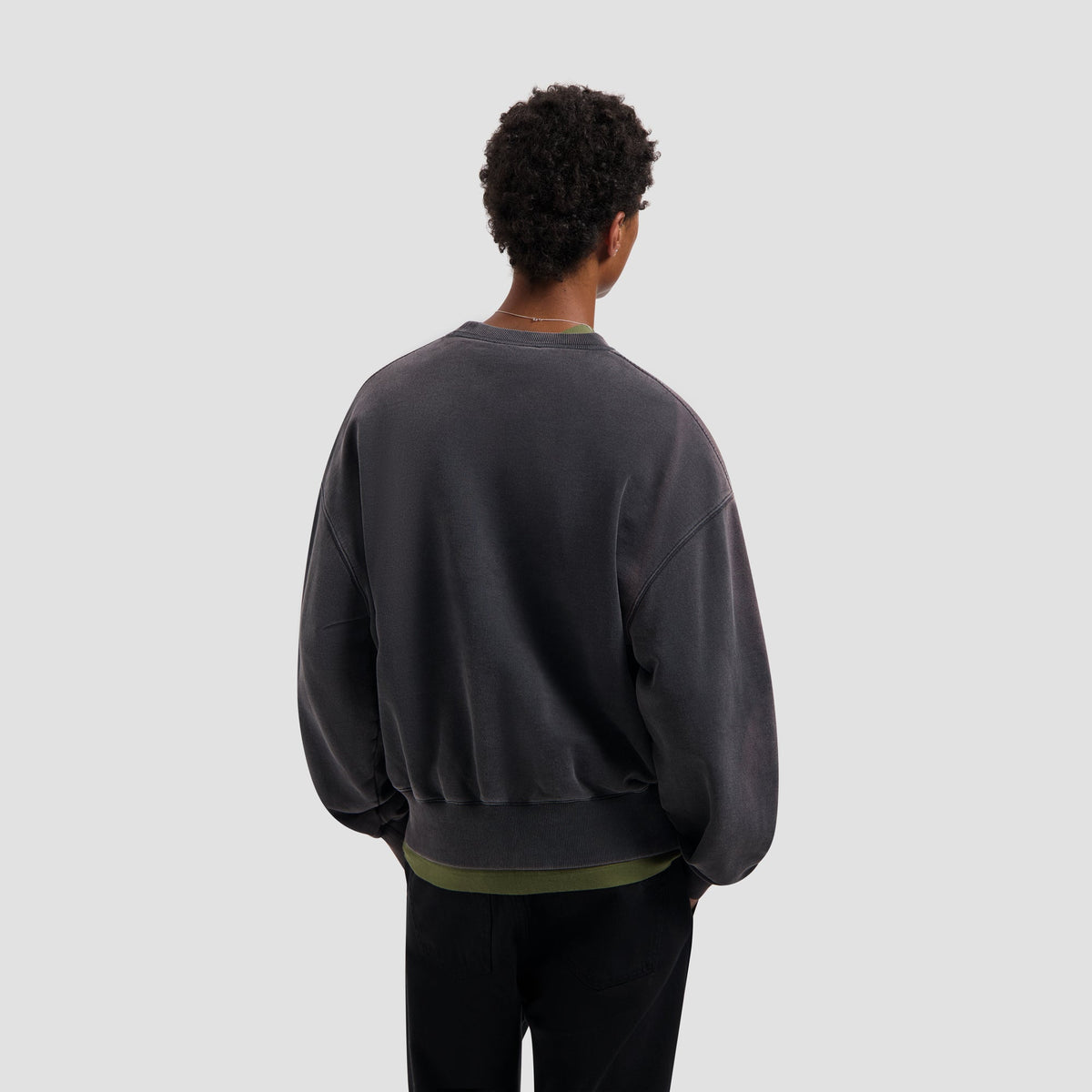 WASHED SIGNATURE BOXY CREWNECK | CHARCOAL
