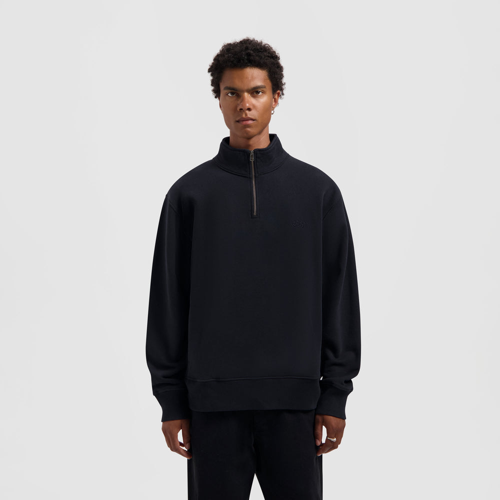SIGNATURE ZIP MOCK | BLACK