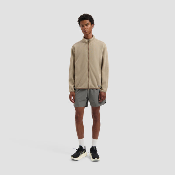 10 Year Textured Zip Mock - Greige