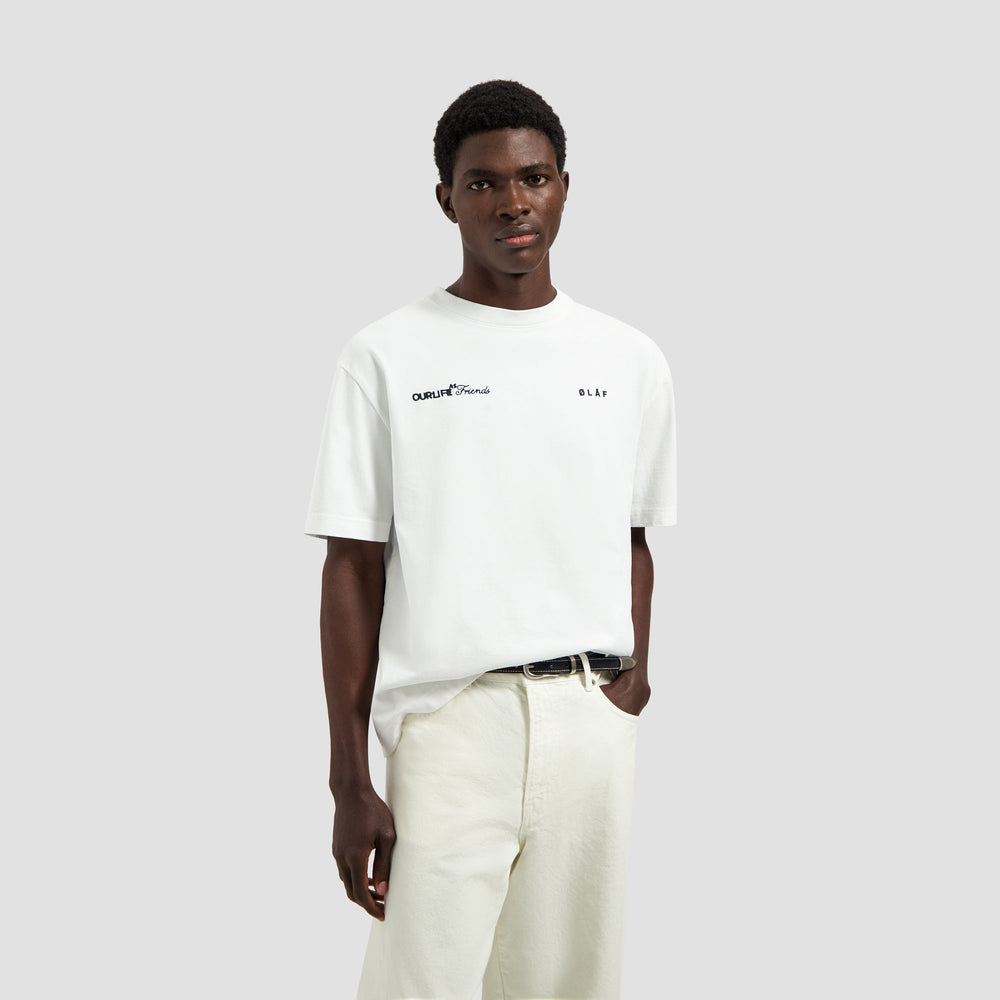 SCRIPT FRIENDS BOXY TEE | OPTICAL WHITE