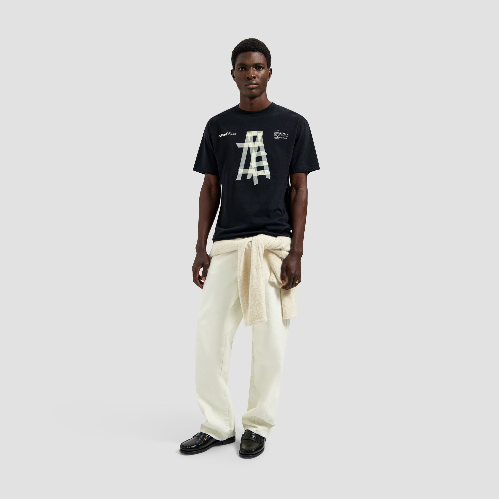 Taped Ladder SS Tee - Black