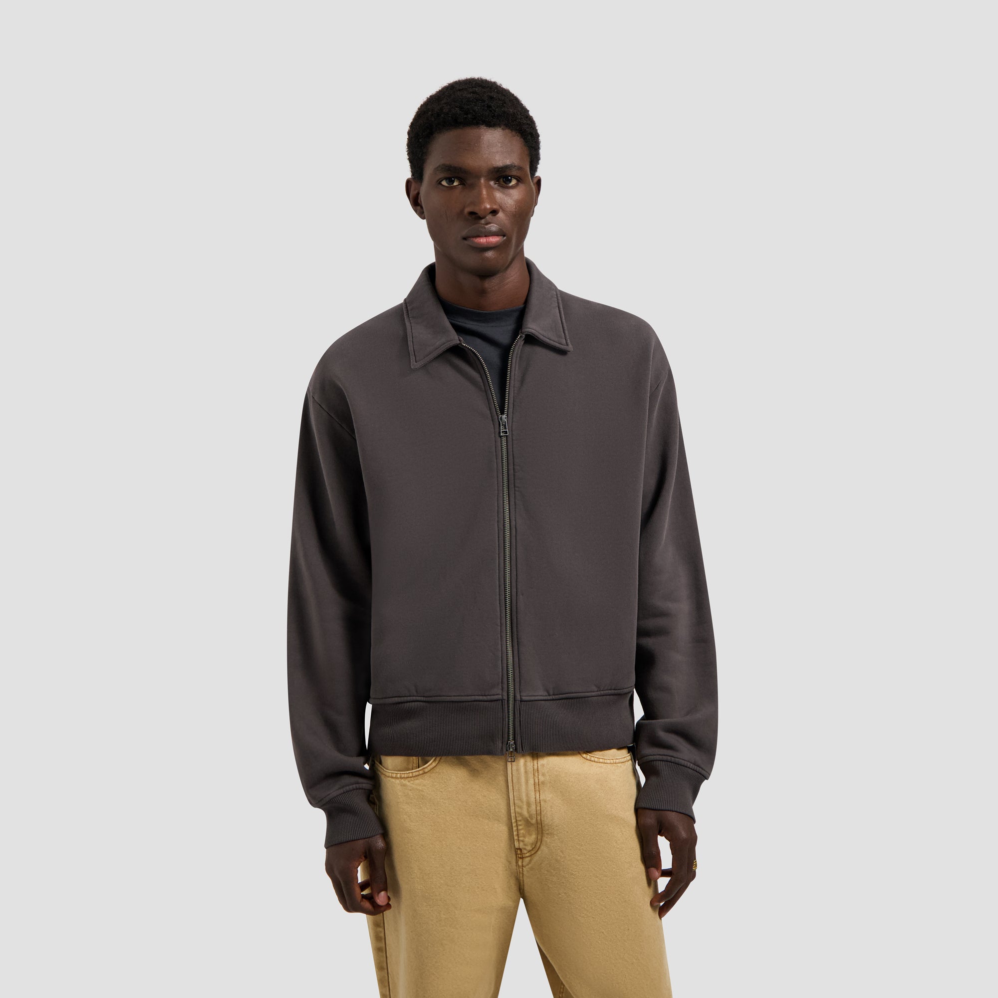 Essential Zip Up Polo - Charcoal