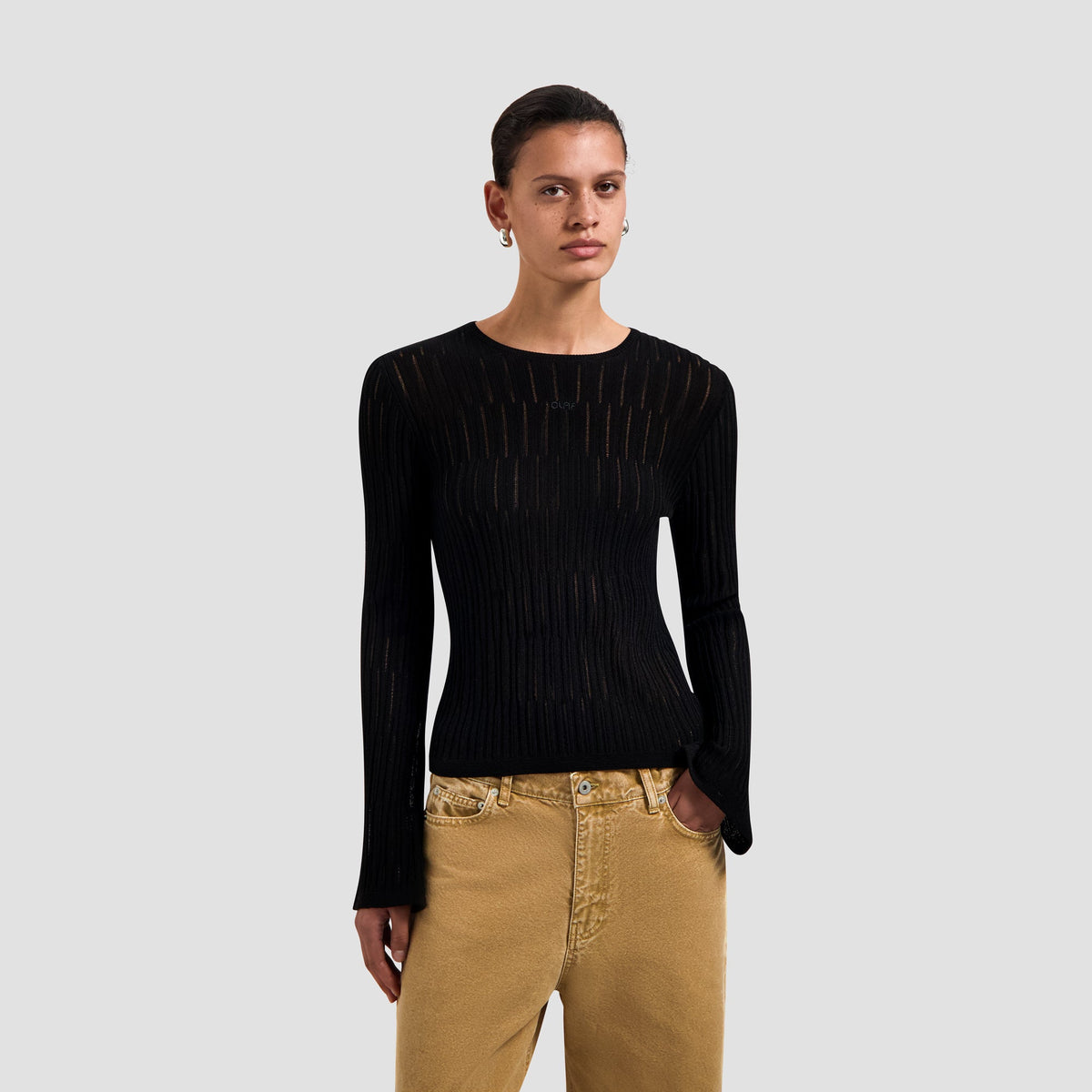 RETRO LOGO WIDE SLEEVE KNIT | BLACK