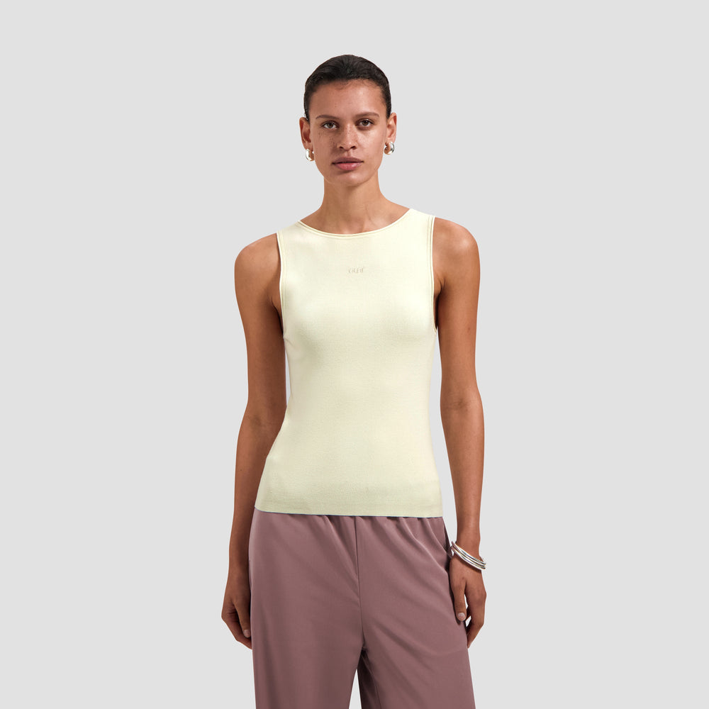 RETRO LOGO SLEEVELESS KNIT | OFF WHITE