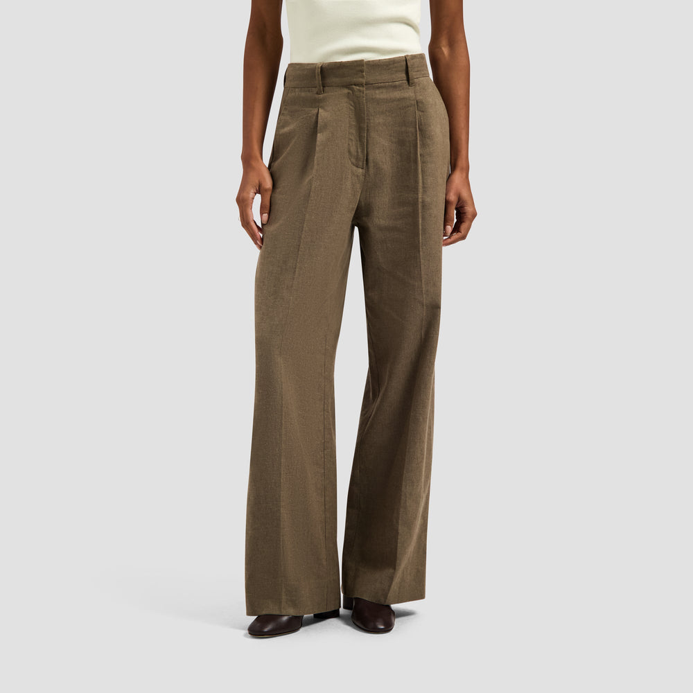 LINEN TAILORED TROUSERS | TAUPE
