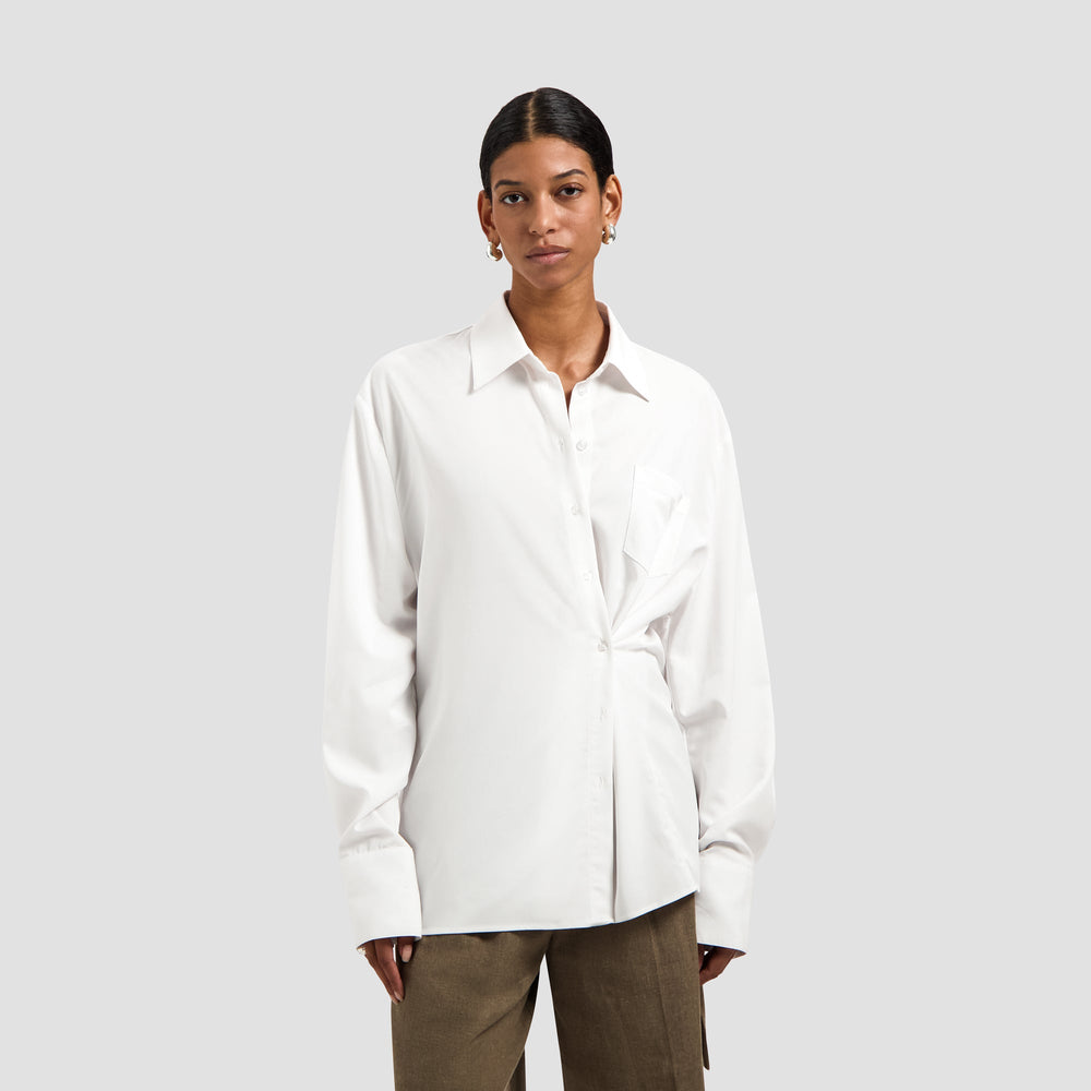 DRAPEY ASYMMETRIC SHIRT | OPTICAL WHITE