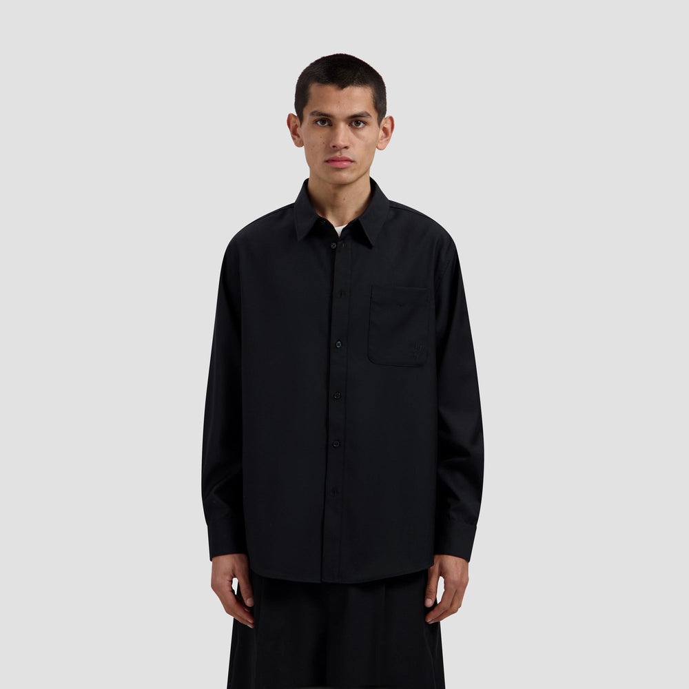 TROPICAL WOOL BLEND SHIRT | BLACK