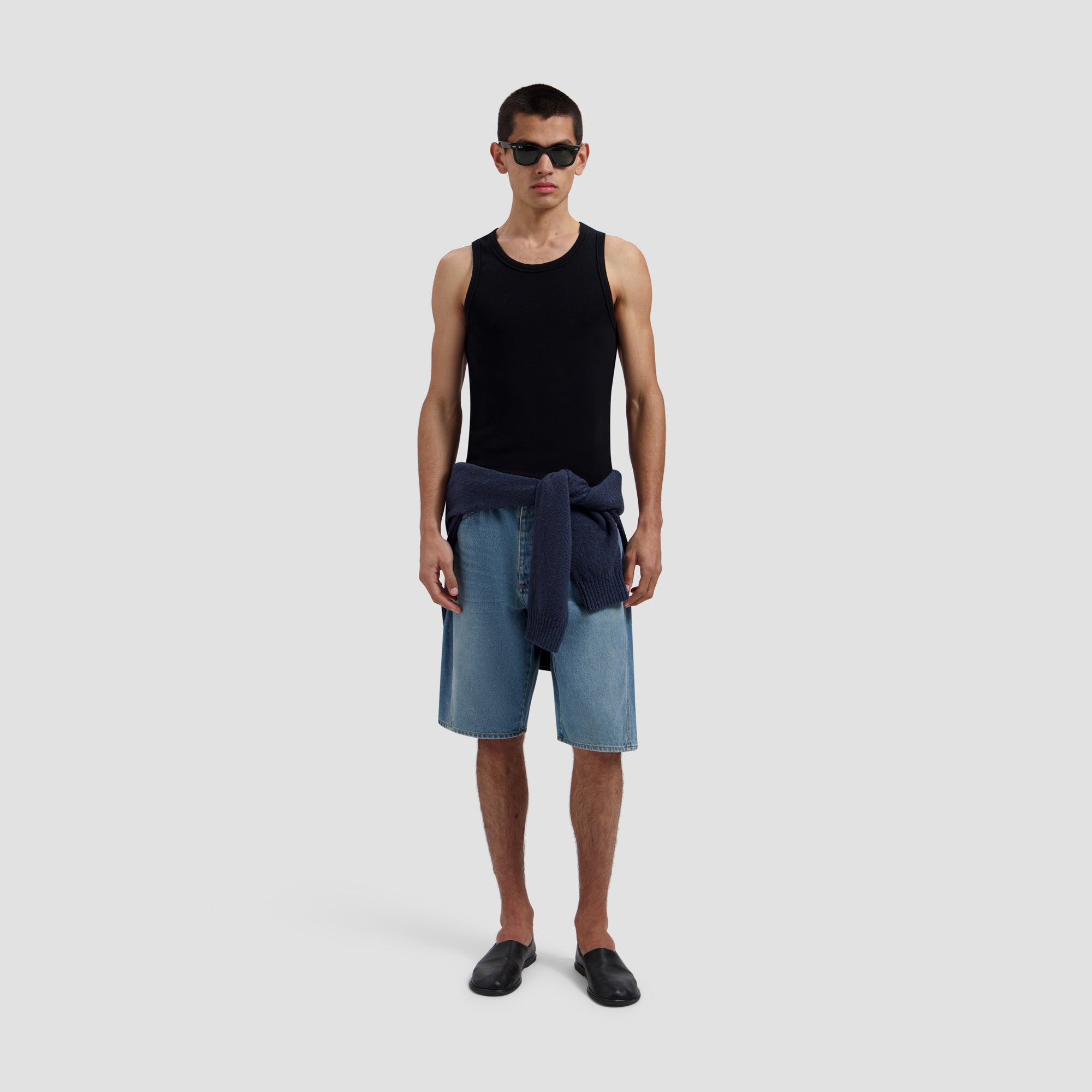 Essential Rib Tank Top - Black