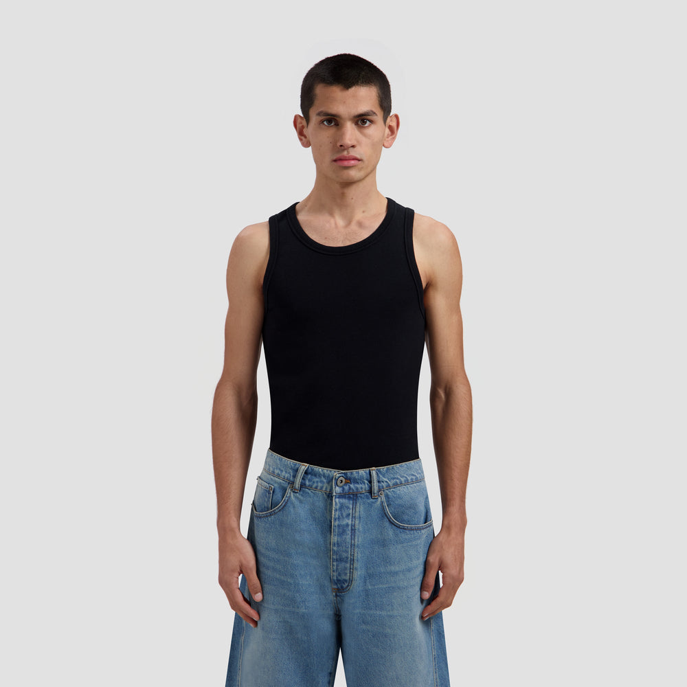 ESSENTIAL RIB TANK TOP | BLACK