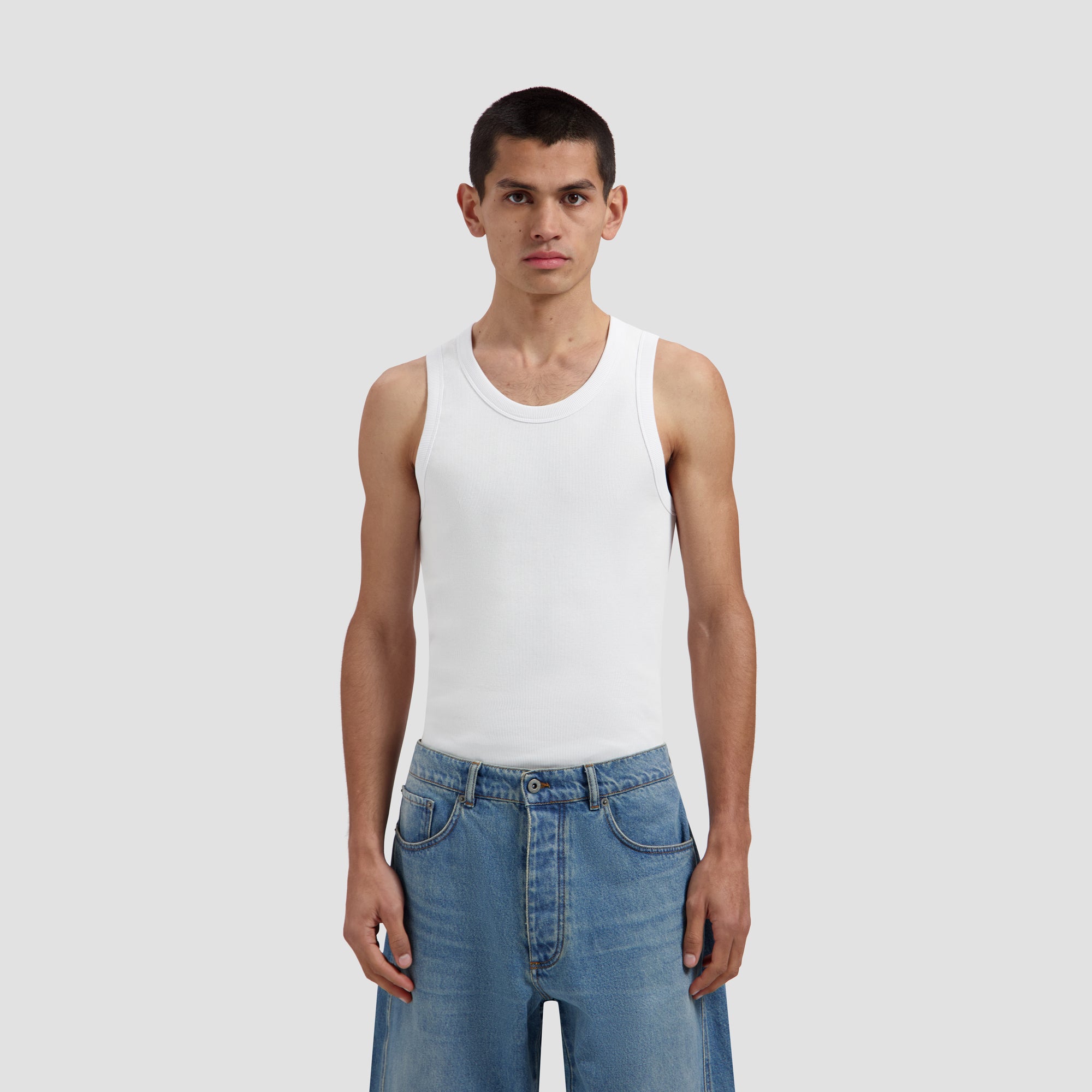 Essential Rib Tank Top - Optical White