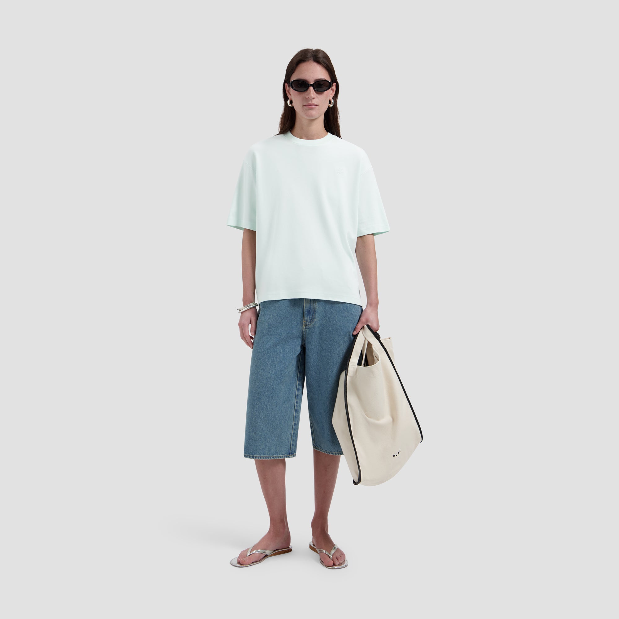 Dotted Monogram Tee - Salt Air
