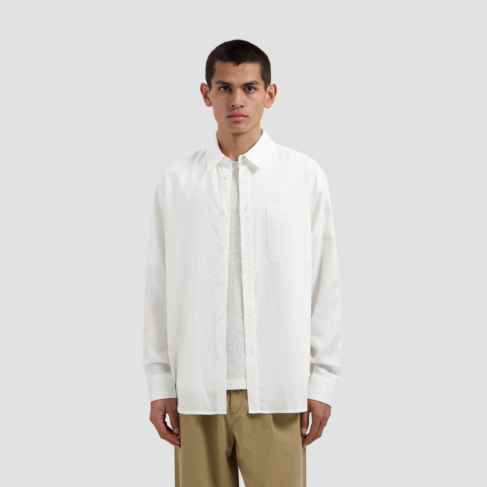 LINEN BLEND RELAXED SHIRT | OPTICAL WHITE