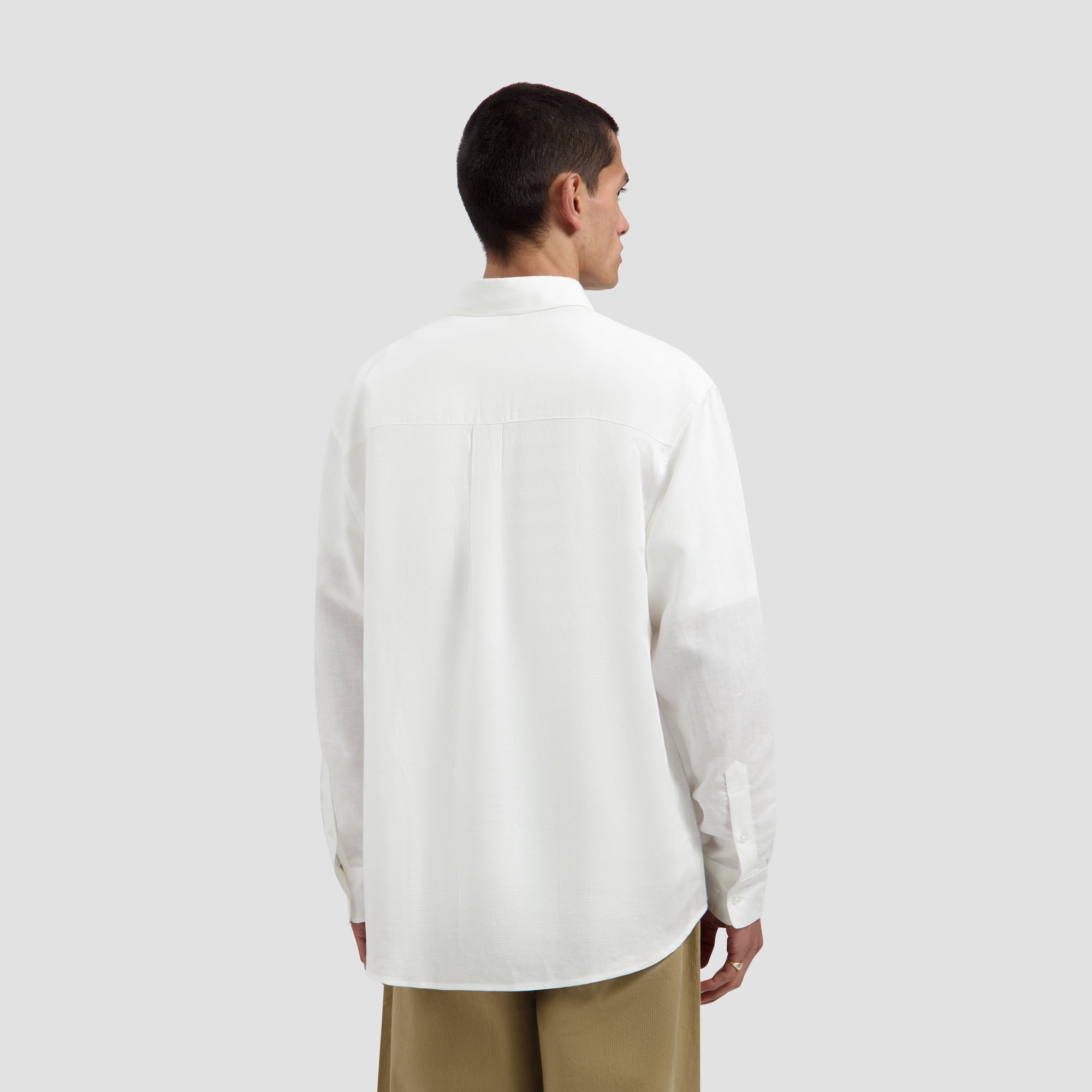 Linen Blend Relaxed Shirt - Optical White