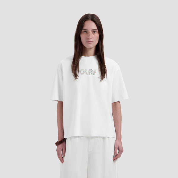Dotted Retro Logo Tee - Optical White
