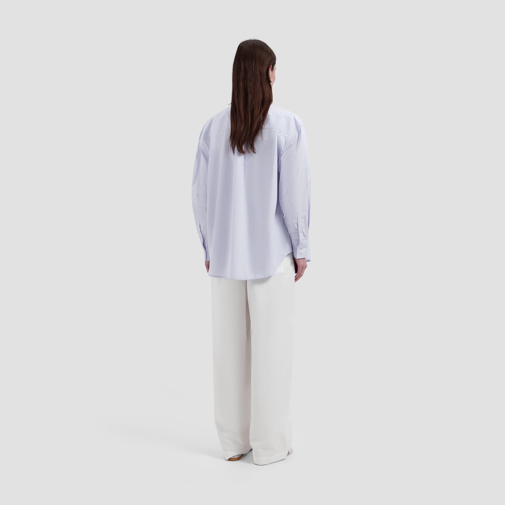 Stripe Oversized Shirt - Off-White/Purple Heather