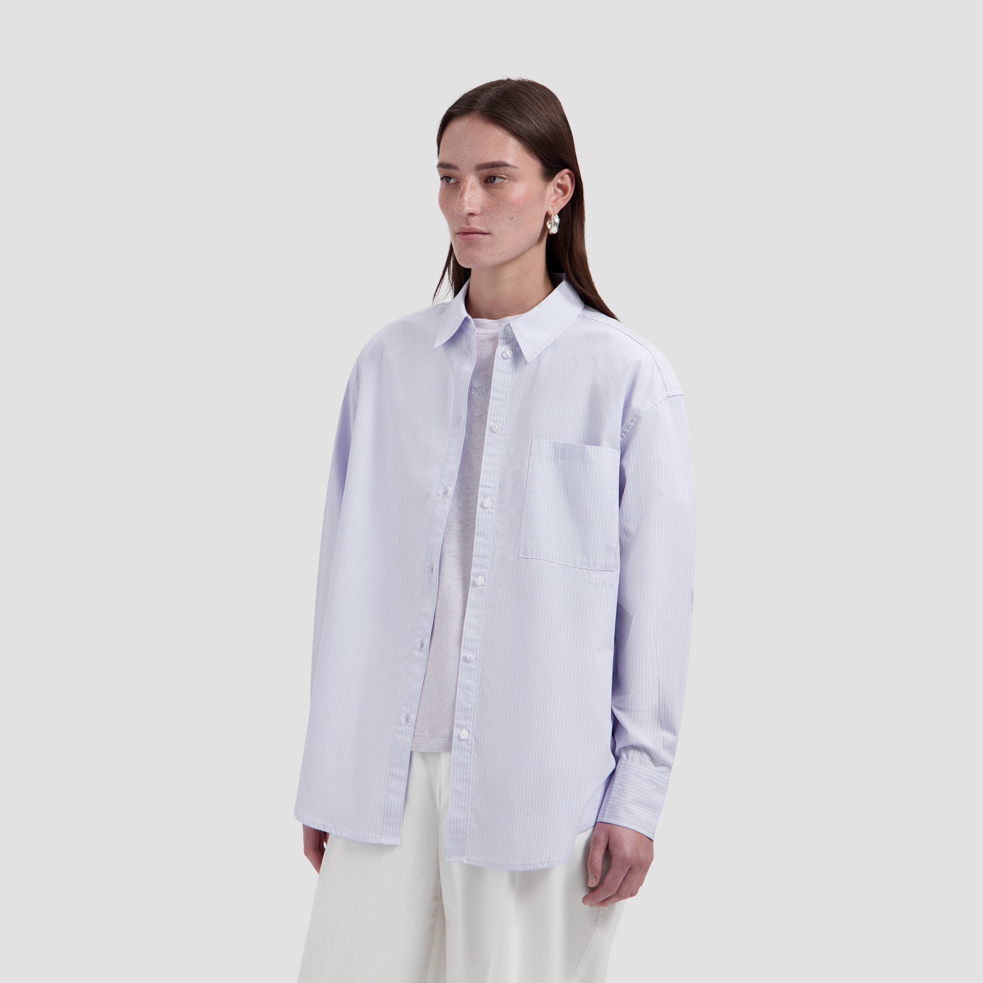 Stripe Oversized Shirt - Off-White/Purple Heather
