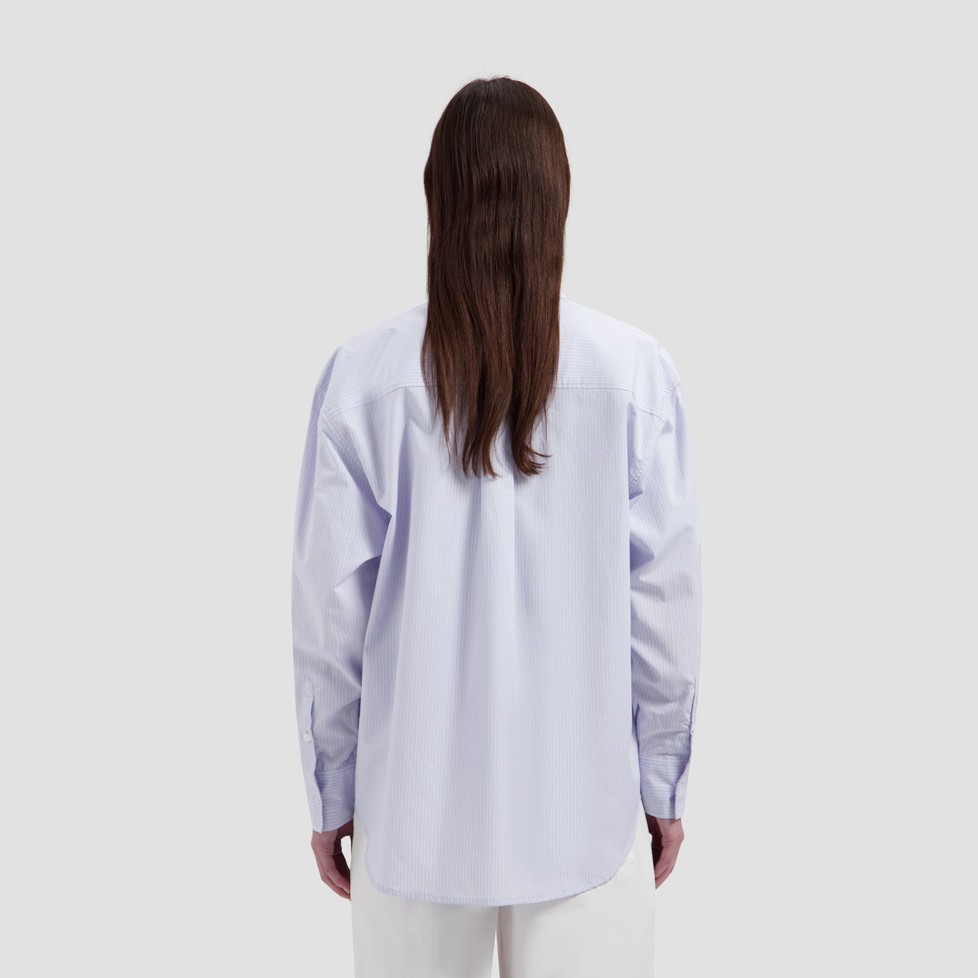 Stripe Oversized Shirt - Off-White/Purple Heather
