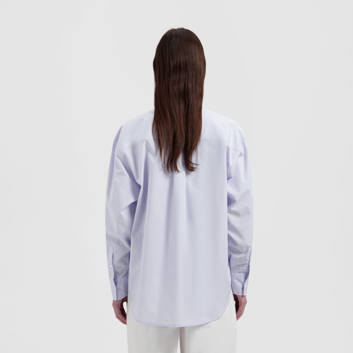 STRIPE OVERSIZED SHIRT | OFF WHITE / PURPLE HEATHER
